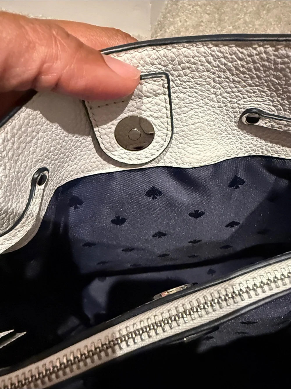 kate spade Two-Tone Blue Denim and White Leather Bucket Bag